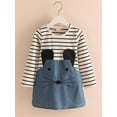 thumbnail image 4 of Kids Baby Girls Casual Summer Cartoon Mouse Printed Striped Denim Dress, 4 of 4