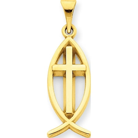 Ichthus Jewelry Leslies Fine Jewelry Designer 14k Yellow Gold Ichthus Fish (9x26mm) Pendant Gift Box Included ()