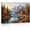 Frame-style, variant on Mountain Landscape Canvas Wall Art Cozy Log Cabin by Lake Scenery Autumn Forest Nature Posters Colorful Oil Painting Print for Living Room Bedroom Home Office Decor