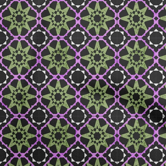 oneOone Viscose Chiffon Light Green Fabric Asian Tile Star Quilting Supplies Print Sewing Fabric By The Yard 42 Inch Wide