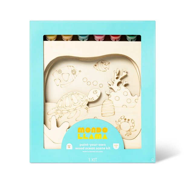 PaintYourOwn Wood Ocean Scene Kit Mondo Llama