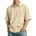 thumbnail image 2 of Men's Short Sleeve Polo Shirt with Chest Pocket, Relaxed Fit Breathable Business Casual Golf Tee for Men, L, 2 of 9
