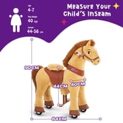 PonyCycle Kid-Powered Ride-On Horse Toy, No Battery, Hand Brake, Ages 4–7, Light Brown, E436