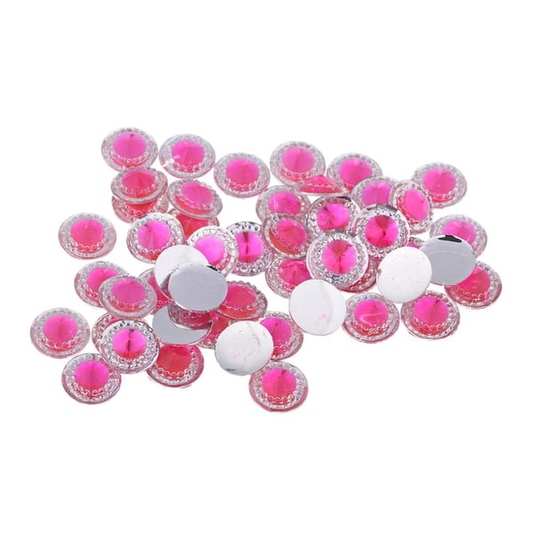 50 UNIDS 12mm Redondo Resina Rhinestone Plano Posterior Scrapbooking Teléfono Boda DIY 7 Colores Disponibles Rosa caliente Baoblaze Artes de los botones de la parte posterior plana