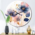 thumbnail image 3 of Designart "Blue Pink Harmony In Chaos Colorful Disorder" Floral Oversized Wall Clock, 3 of 5