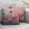 thumbnail image 3 of COMIO  Cute Dessert Throw Pillow Case Cushion Covers Ice Cream Donut Candy Cake Pattern with Pink Background for Couch Bed Sofa Car Waist, 3 of 5