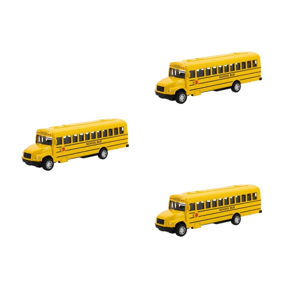 OUNONA 3pcs Yellow School Bus Toys For Toddlers Pull Back Toy School Bus Long Nose School Bus Die Cast Metal Model Toy Car With Friction Powered Wheels