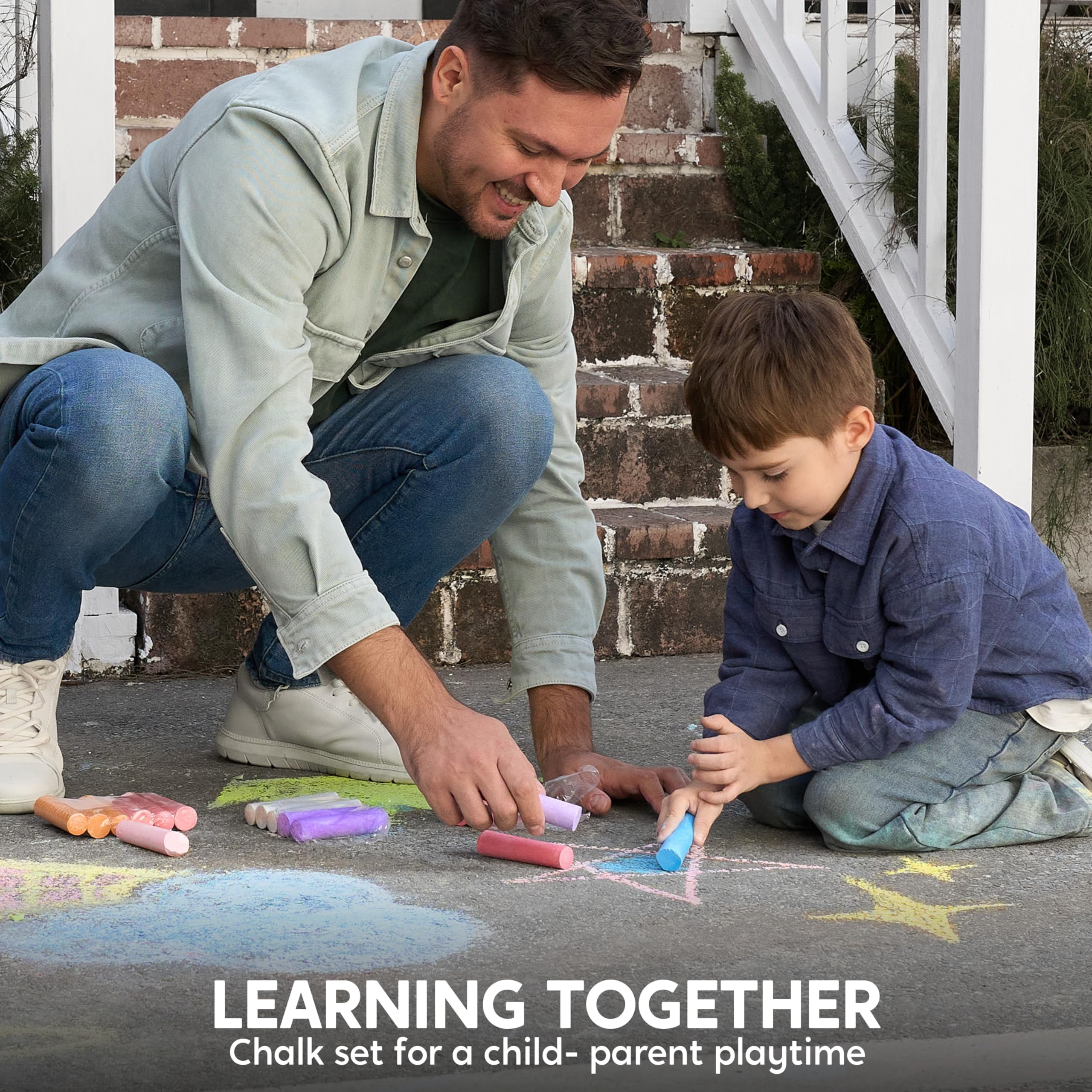 Joyfy 180PCS Washable Sidewalk Chalks, Outdoor Non-Toxic Jumbo Chalk Set for Art Play Back to School  Classroom Prize
