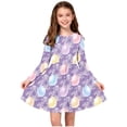 thumbnail image 2 of Robe à Manches Longues pour Filles, Robe Patineuse Évasée pour Filles, Robe Décontractée Extensible à Col Rond, pour l'École, les Récitals, les Fêtes, le Quotidien, 2 of 8