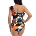 thumbnail image 6 of Yiaed Cow Print Women One Piece Swimsuits Tummy Control One Shoulder Bathing Suits Pattern Ruffle Swimwear-Small, 6 of 8
