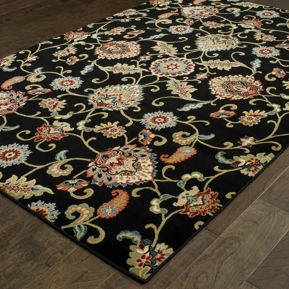 HomeRoots 509090 8 x 11 ft. Floral Power Loom Stain Resistant Area Rug, Multi Color