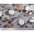 thumbnail image 3 of Soimoi Grey Rayon Crepe Fabric Leaves & Peony Floral Decor Fabric Printed Yard 46 Inch Wide, 3 of 3