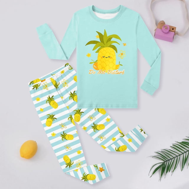 Ensemble de Pyjamas pour Petit Garçon, Haut à Col Rond et Pantalon de Dessin Animé, Ensemble de Pyjamas d'Été, Pyjamas Mignons pour Filles 6T
