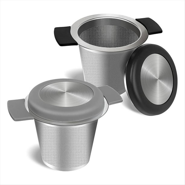 Infusores de Té de Fina, 2 Coladores de Té Grandes para Té, Tetera de Acero Inoxidable con Asas de Silicona A Prueba de