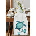 thumbnail image 4 of Table Runner Dresser Scarves 36 Inch Long, Ocean Coastal Beach Teal Sea Turtle Linen Dining Table Runners Farm Rustic Wooden Plank Tabletop Scarf for Wedding Holiday Party Kitchen, 4 of 7