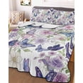 thumbnail image 3 of Quilts Twin Size, Pink Flowers Soft Comforter Bedding Set for Bed, Spring Floral Purple Butterflies Watercolor Lightweight Quilted Bedspread with Pillow Cover(2 Pieces) for All Season, 68x86 Inch, 3 of 6