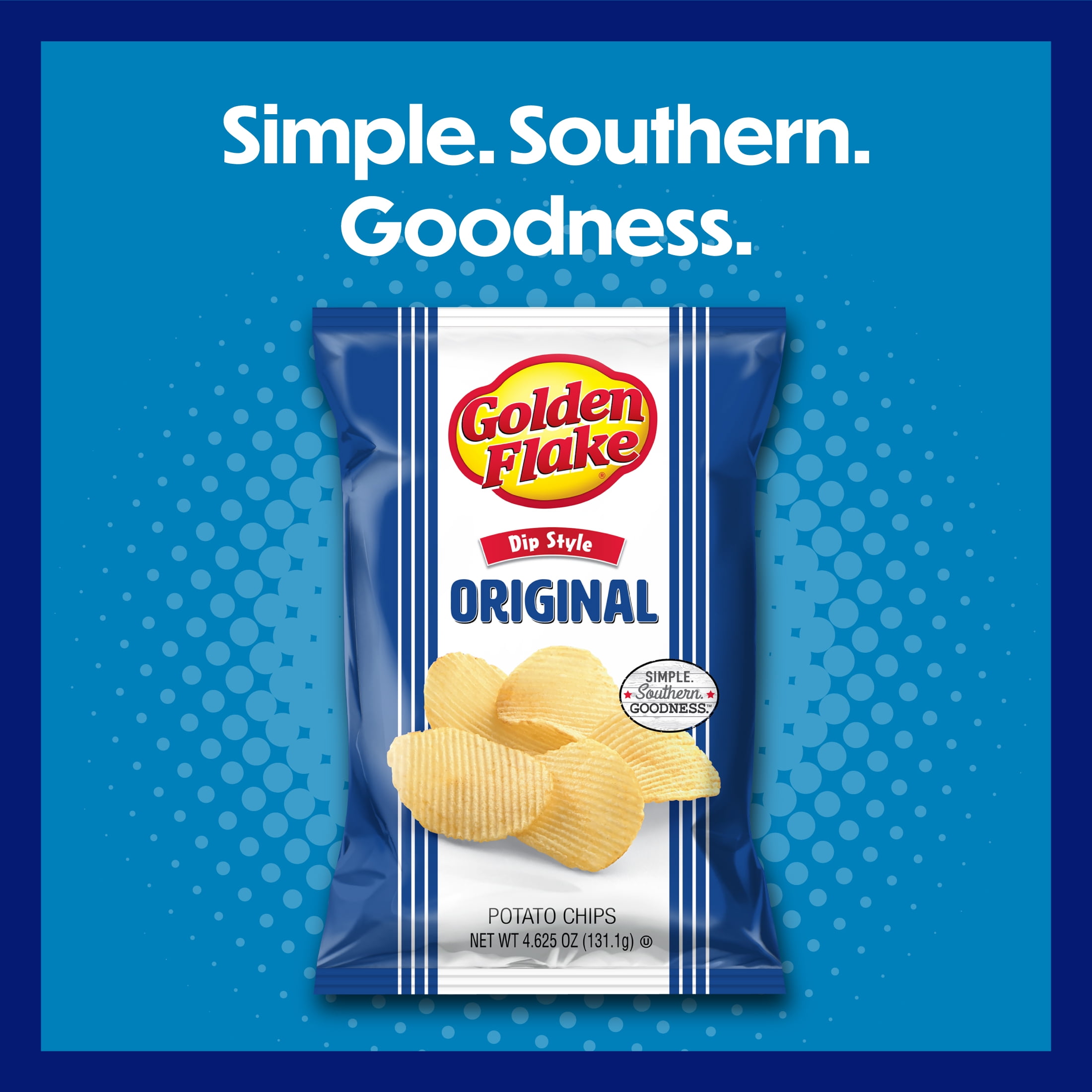 Golden Flake Original Dip Style Potato Chips, Gluten-Free, 4.625 oz Bag