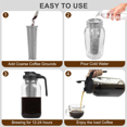 thumbnail image 3 of Cold Brew Coffee Maker Pitcher,64oz Iced Coffee Tea Pitcher for Fridge with Filter, Cold Brew Maker with Pour Spout Lid,1*cold brew pitcher 1*Metal filter 1*cup brush, 3 of 8