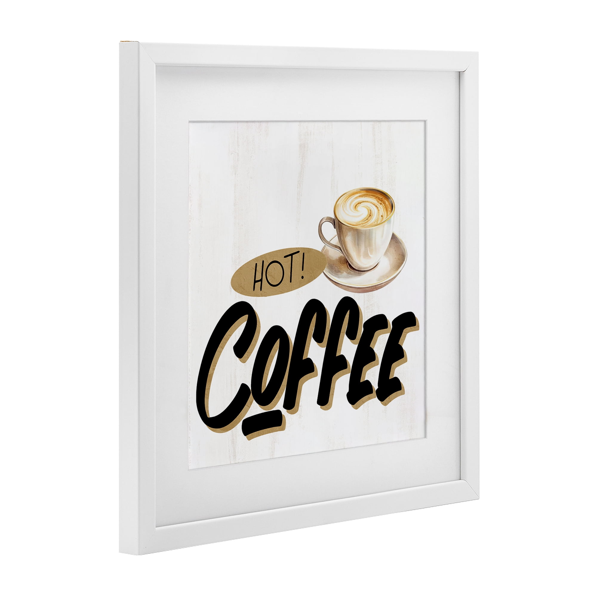 Stupell Industries Retro Fresh Hot Coffee White Framed Print Under Glass, design by Kim Allen