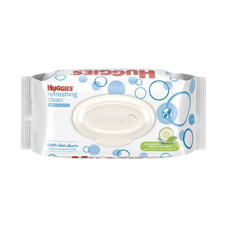 Huggies Refreshing Clean Scented Baby Wipes, Hypoallergenic, 1 Disposable Flip-top Pack (56 Total Wipes), 56.0 CT