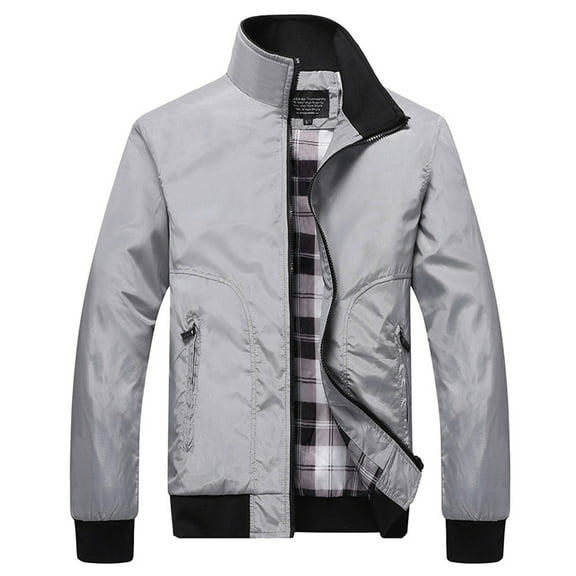 HWRETIE Men Casual Pure Color Patchwork Zipper Outdoor Coat Stylish Lightweight Fashion Jacket