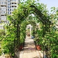 thumbnail image 7 of Yoneston 97.24" H Metal Garden Arbor with Gate, Garden Arch for Climbing Plants Support Rose Arch Outdoor Wedding Decor, Black, 7 of 7