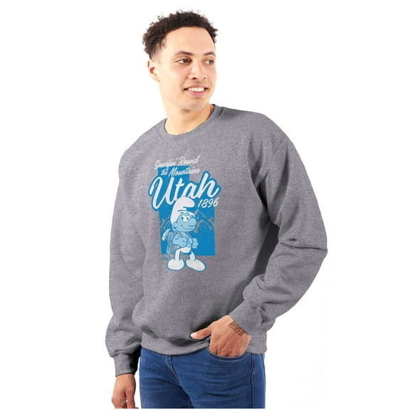 Utah UT Mountains Hiking Trip Smurfs Sweatshirt for Men or Women Brisco Brands S
