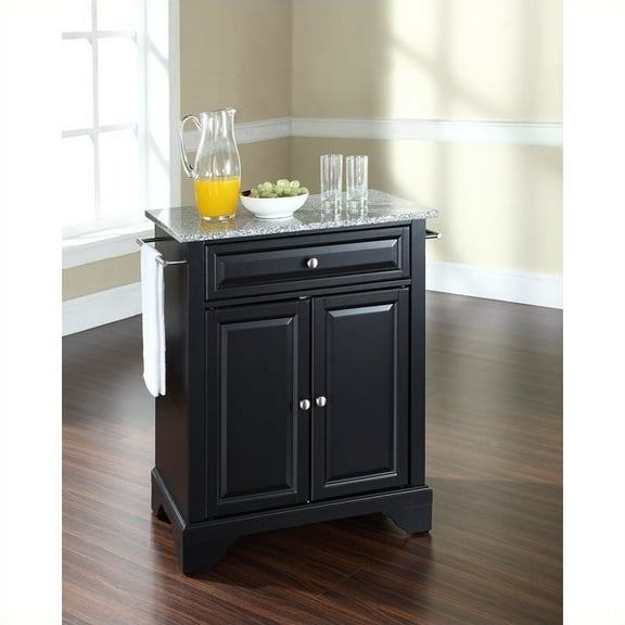 Kingfisher Lane Solid Granite Top Kitchen Island in Black