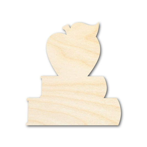Bigger Better | Unfinished Wood Apple and Books Shape |  DIY Craft Cutout 24" / 1/2"
