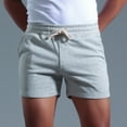 thumbnail image 6 of Lovskoo Mens Shorts Solid Color Cotton Sports Elastic Mid-Waist Lace-Up Shorts Gray S, 6 of 8