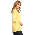 thumbnail image 3 of High Secret Women's Yellow Eyelet Embellishments Relaxed Fit 3/4 Sleeves Tunic Top, 3 of 5