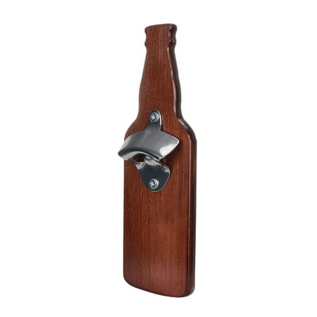 

AIEOTT Wall Mount Bottle Opener with Embedded Magnetic Cap Catcher in Solid Wood Fridge