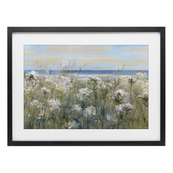 Stupell Industries Transitional Impressionist Seaside Meadow Black Framed Print Under Glass, 20 x 14, by Sally Swatland
