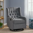 thumbnail image 2 of GDF Studio Houck Contemporary Fabric Tufted Wingback Swivel Recliner, Charcoal and Black, 2 of 12
