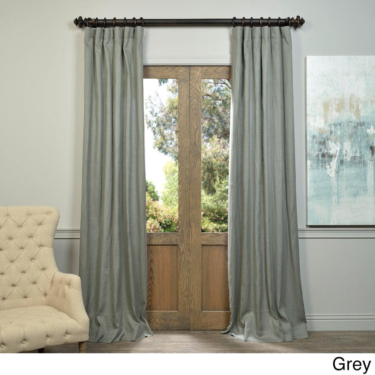 Exclusive Fabrics Linen 96inch Curtain Panel