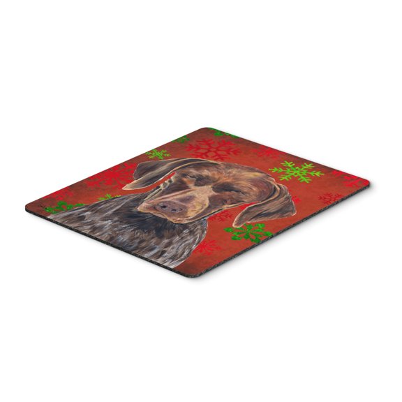 "German Shorthaired Pointer Red  Snowflakes Holiday Christmas Mouse Pad Hot Pad or Trivet"