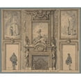 thumbnail image 3 of Antoine Le Pautre 17x15 Black Modern Framed Museum Art Print Titled - Design for a Wall Decoration with Chimneypiece and Two Figures (ca. 1650-70), 3 of 5