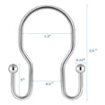 thumbnail image 5 of 12pk Shower Curtain Hooks Rings, Rustproof Metal Balanced Glide Shower Hook, Double Hooks for Bathroom Shower Rod Curtain, Plated Chrome Finish, 5 of 5