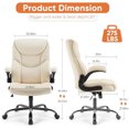 thumbnail image 3 of Office Chair Cream Ergonomic High Back Heavy Duty Task Chair With Flip-up Arms PU Leather Free Shipping Chairs Swivel Furniture My Lux Decor Round, 3 of 9