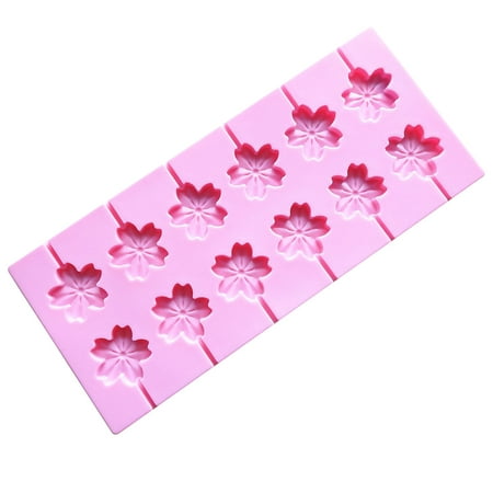 

1Pc Silicone Lollipop Mold 12 Cavity Cherry Blossom Flower Shaped Hard Candy Chocolate Jelly Cake Mould Ice Tray for Baking Party DIY Making Supplies