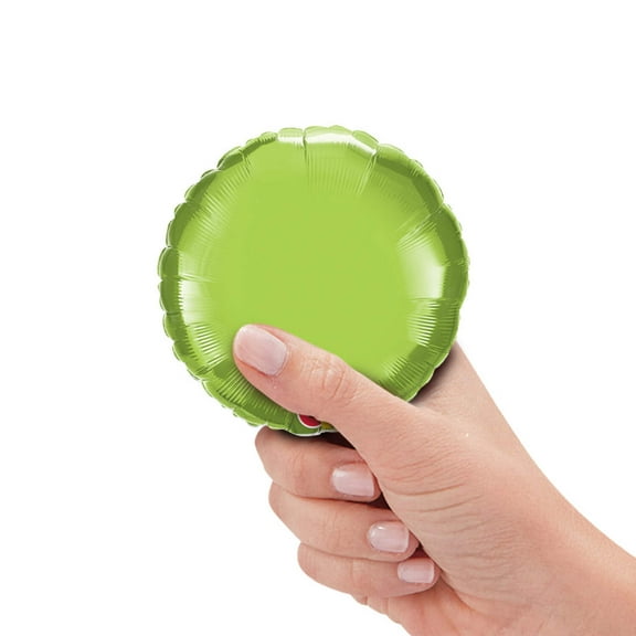4 inch Mini Circle - Lime Green (Air-Fill Only) Foil Mylar Balloon - Party Supplies Decorations
