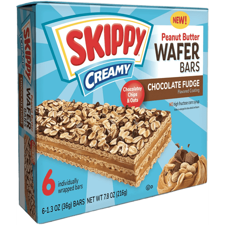 SKIPPY Creamy Peanut Butter And Chocolate Fudge Wafer Snack Bar, 7.8 Oz (216g), 6 Ct (36g)/Bar