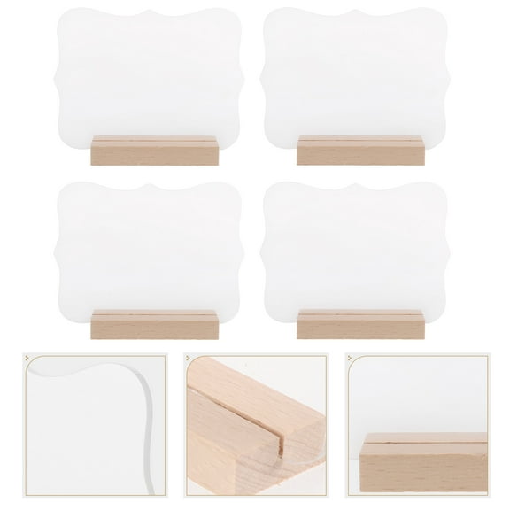 FRCOLOR 4pcs Transparent Acrylic Sign Blank Creative Acrylic Table Sign with Wood Stand