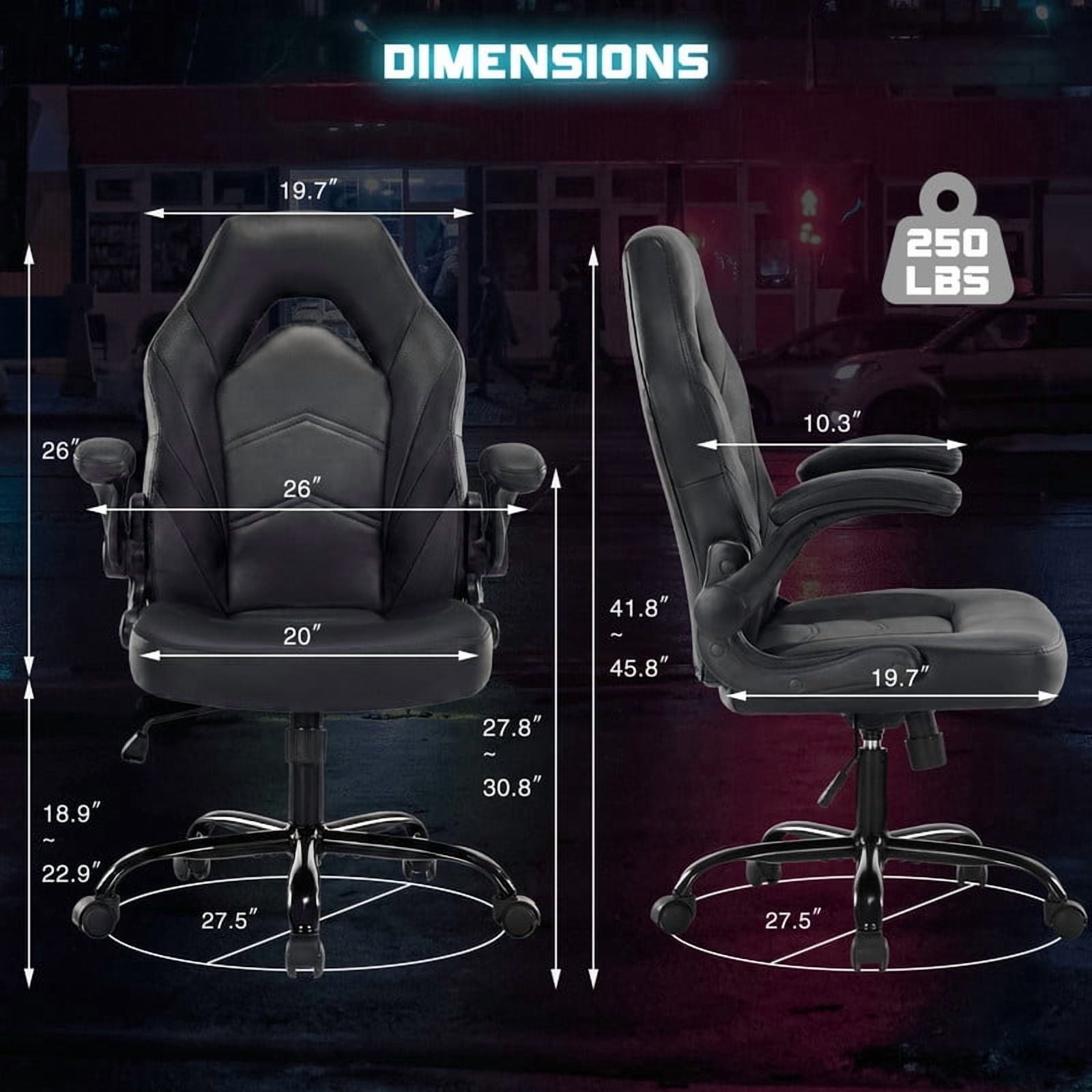 Gianna Ergonomic Computer Gaming Chair with Flip-up Armrest
