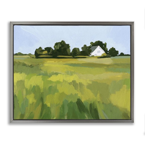 Stupell Industries French Country Countryside Meadow Abstract Gray Floating Frame Canvas Art, 21 x 17, by Victoria Barnes