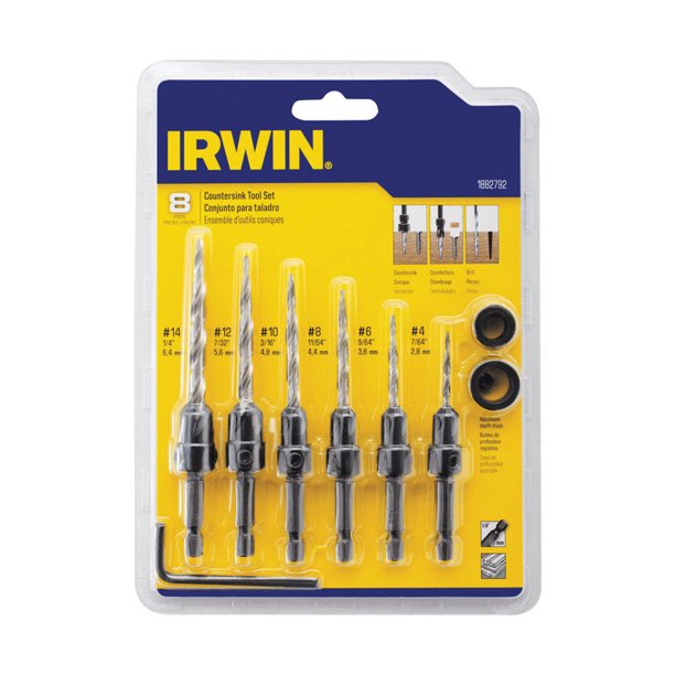 Irwin Multi Size Dia. Steel Wood Countersink 1/4 in. Round Shank 8 pc.
