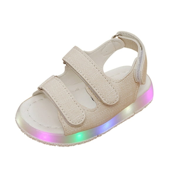 LNMQLPDBS Girls Summer Shoes Unisex Baby Sandals Kids Sport Summer Adjustable Double Band Led Luminous Sandals Shoes with Loop Back Strap Summer Open Toe Flat Sneakers Toddler Boy Sandals