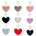 thumbnail image 4 of Plush Multicolor Splicing Heart-shaped Pendant Keychain Bag Car Key Ring Decor, 4 of 8