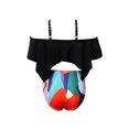 thumbnail image 4 of ITFABS Female Solid Color Off Shoulder Bikini Top+ Floral Print Bikini Panties, 4 of 5