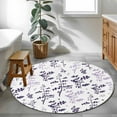 thumbnail image 3 of Purple Grey Botanical Round Area Rug 4Ft Washable Circle Rugs for Bedroom Dining Room, Watercolor Spring Floral Summer Leaf Non-Slip Carpet Floor Mats Indoor Outdoor Carpet Runner Home Decor, 3 of 8
